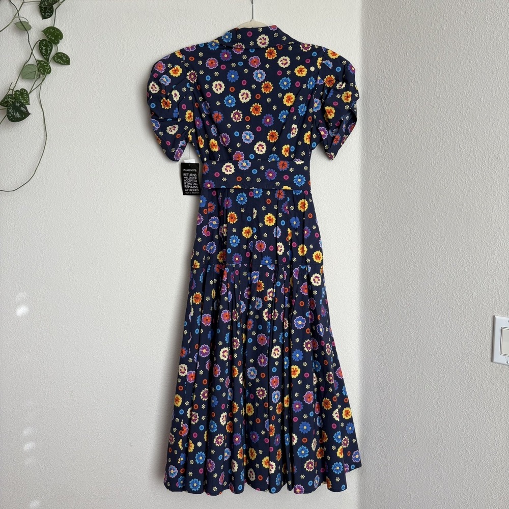 NWT LHD Glades Black Floral Collared Maxi Midi Shirt Dress Sz 8 Retro Graphic - Picture 10 of 15